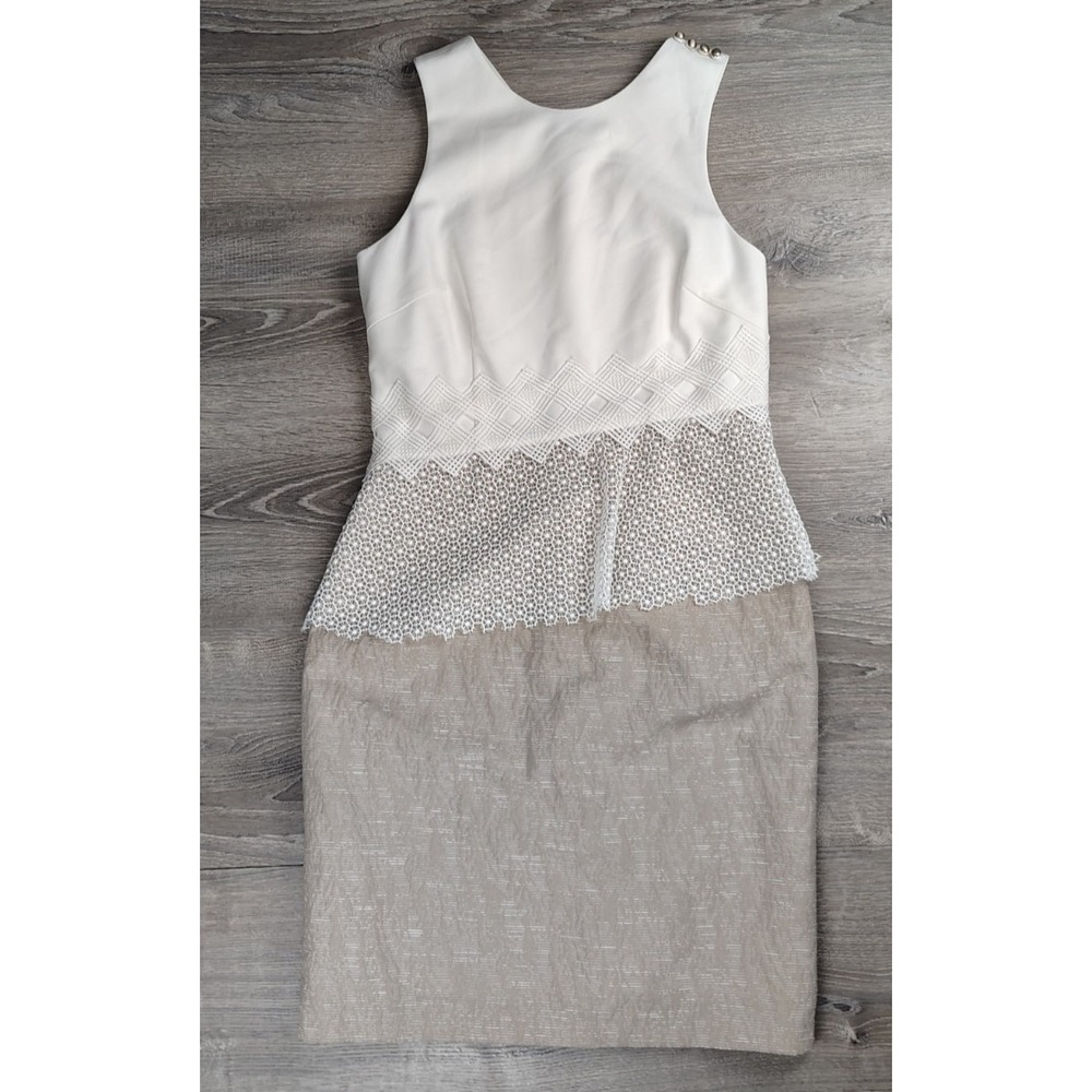 Antonio Melani 8‎ Lace Overlay Sheath Dress Short Sleeve Lined Zip